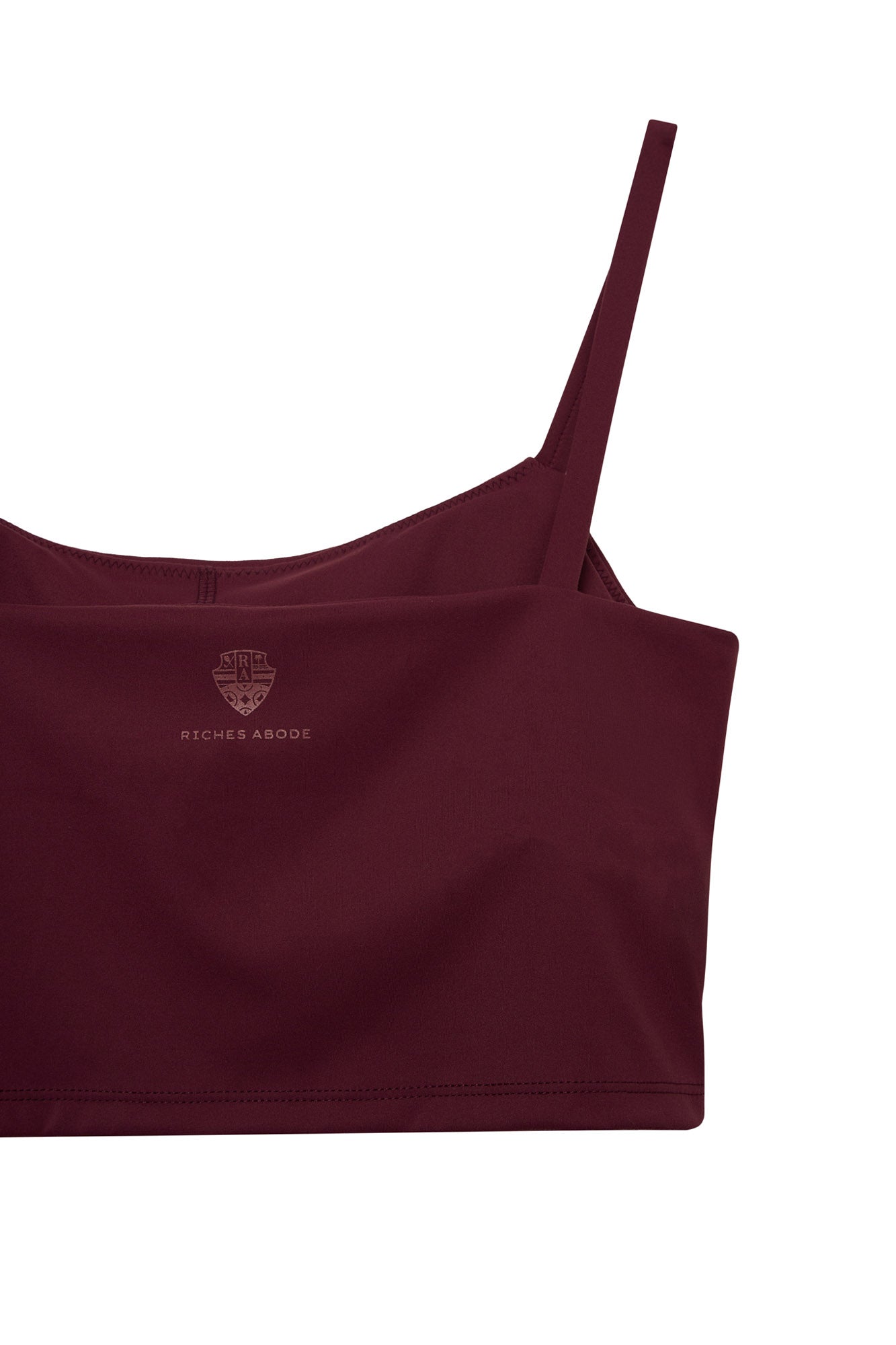 Bordeaux Martina tank bra by Riches Abode, featuring a minimalist design with soft, sustainable fabric. Perfect for active lifestyles