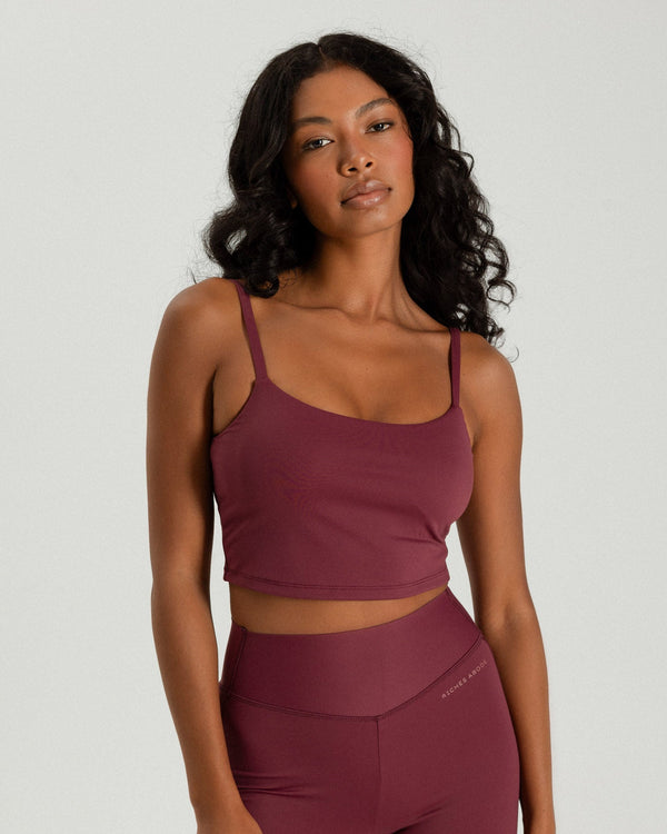 Riches Abode Martina tank bra in a rich Bordeaux color, crafted from breathable performance fabric for all-day comfort