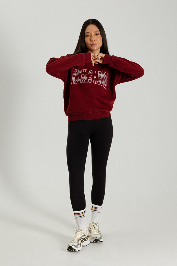 Elena sweatshirt by Riches Abode in Bordeaux, designed with a relaxed fit and eco-conscious materials for timeless comfort
