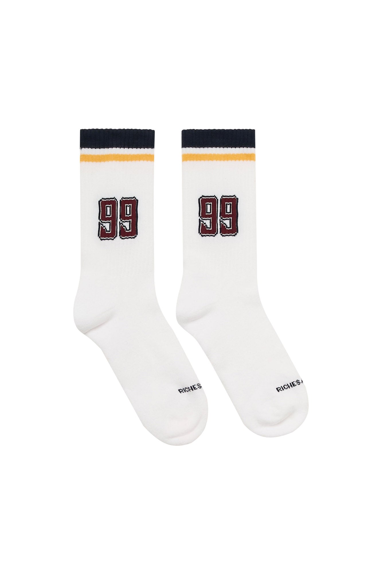 Maria socks in white by Riches Abode, featuring a clean striped pattern and eco-conscious fabric. A comfortable choice for any occasion