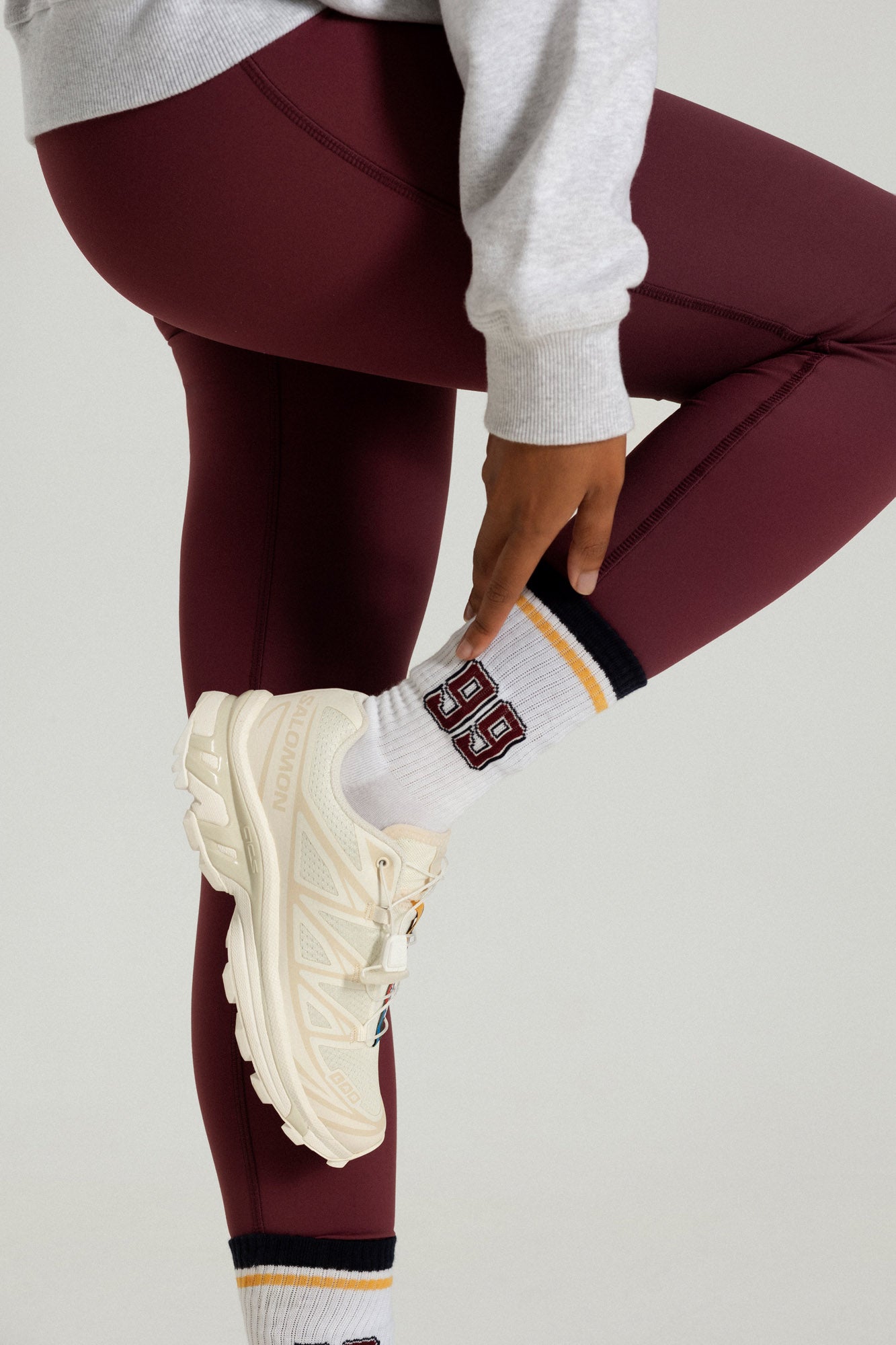 Riches Abode socks in Bordeaux with a minimalist design, crafted for durability and style. Ideal for casual and athletic wear