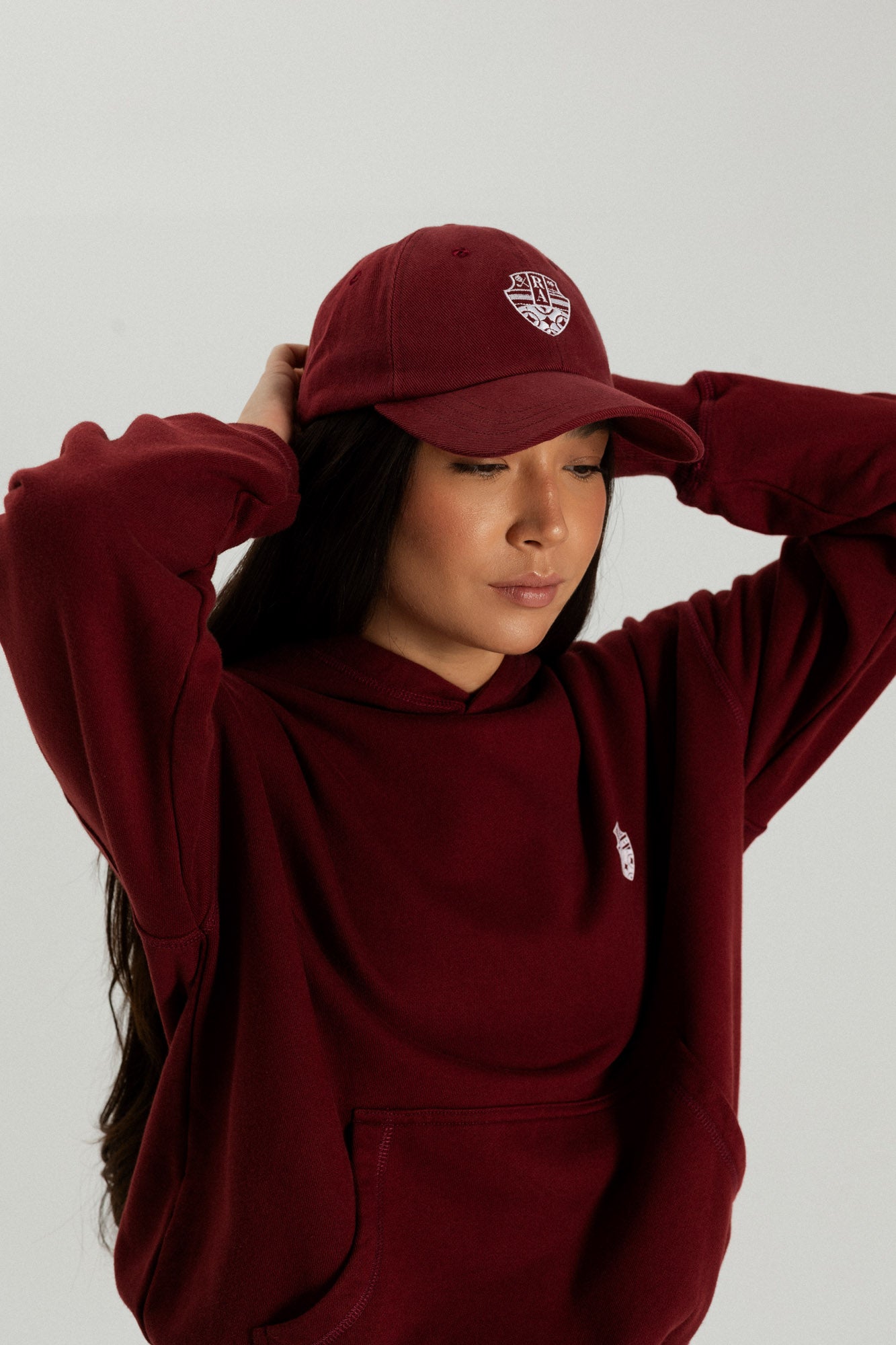 Riches Abode accessories cap in Bordeaux, crafted with sustainable, breathable fabric. Designed for comfort and style