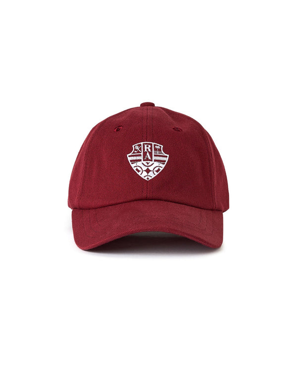 Riches Abode cap in Bordeaux, designed with a minimalist silhouette and breathable materials. A timeless accessory for versatile use