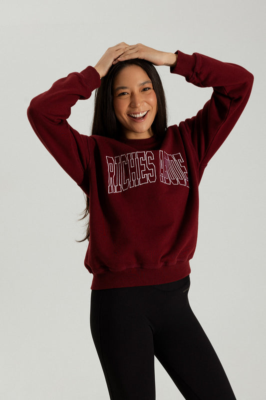 Bordeaux sweatshirt by Riches Abode, featuring a minimalist design and sustainable materials. Perfect for casual and active wear